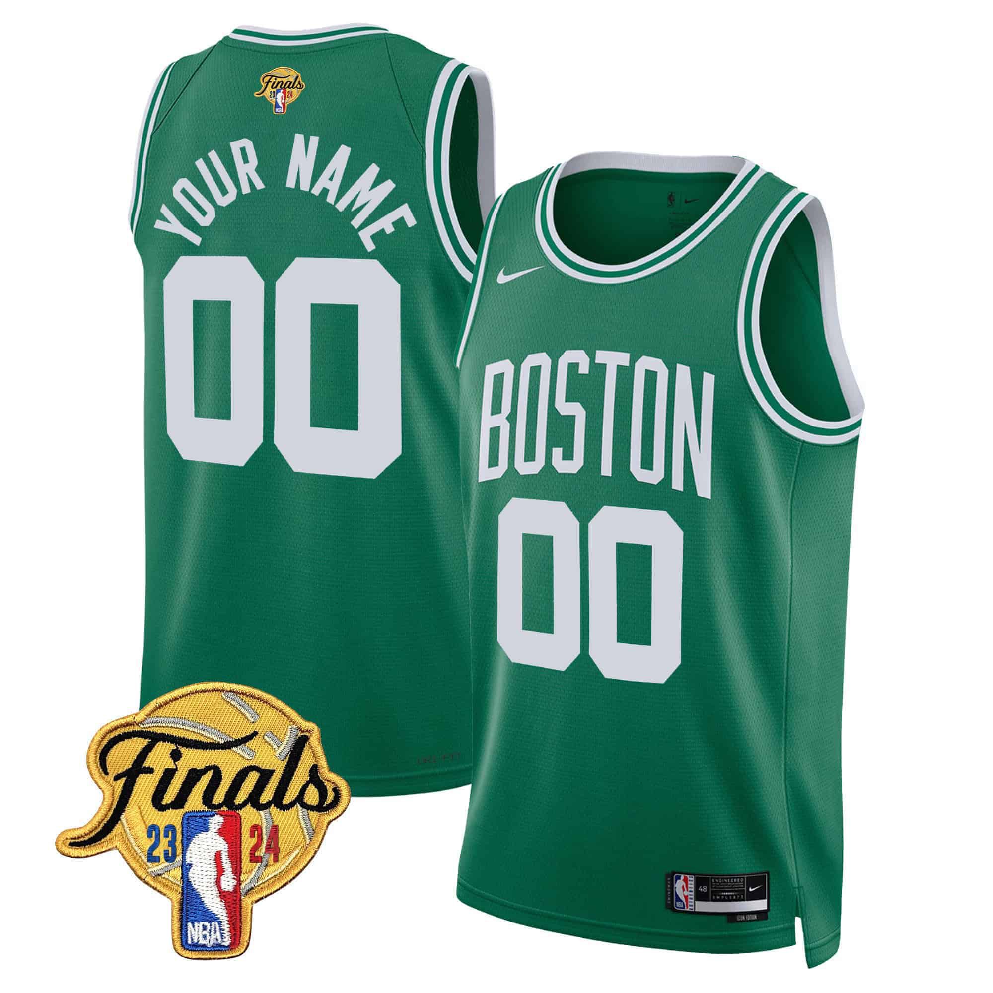 Men Boston Celtics Green 2024 Nike Finals Patch Swingman Custom NBA Jersey->customized nba jersey->Custom Jersey